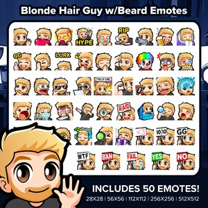 Blonde Hair Guy with Beard Twitch Emotes MEGA Bundle for Streaming, Youtube Emotes, Discord Emotes, Kick Emotes, Rumble Emotes, P2U Emojis