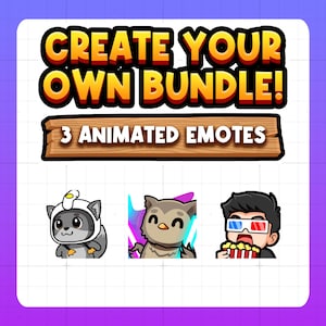 Crea il tuo pacchetto animato (3 emoticon) per Twitch, Kick, Tiktok, Discord, Rumble, Youtube, Facebook / Emote per abbonati, Emote per il tuo stream