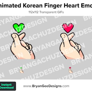 Animated & Static Korean Finger Heart / Pride Heart Emote for Twitch or Discord