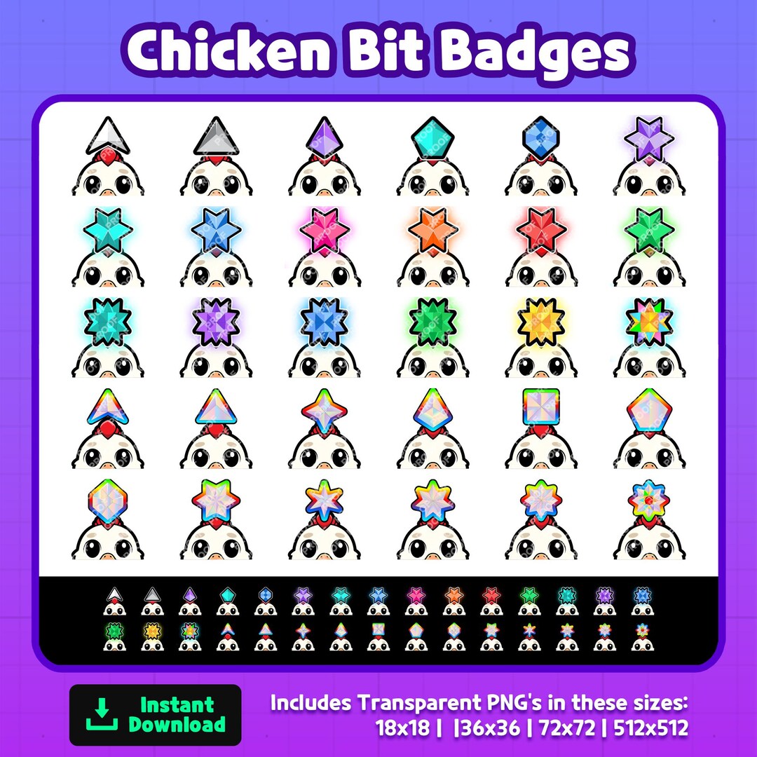 Chicken Bit Badges | Twitch Bits Badges | Bits | Cute Chicken | Chicken ...