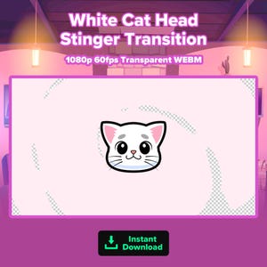 White Cat Stinger Transition | Animated Twitch Scene Transition | Animated Stinger | Cat Scene Transition