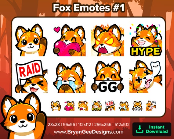 KAWAII FOX Big Pack Twitch and Discord Streamer Emotes -  Portugal