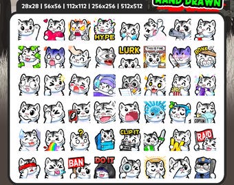 Pacchetto di 48 emoticon Tigre Bianca per Twitch, Discord e YouTube / Simpatiche emoticon Tigre Bianca per streamer / Download digitale / Tigre Bianca Kawaii