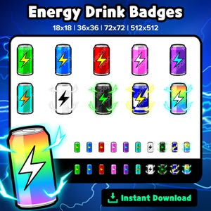 Energy Drink Twitch Badges Bit Badges Channel Points Discord Badges Youtube Badges Subscriber Badges Facebook Badges Tiktok Badges