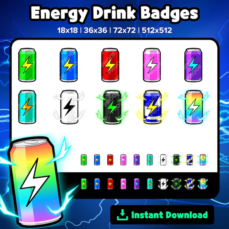 Energy Drink Twitch Badges Bit Badges Channel Points Discord Badges Youtube Badges Subscriber Badges Facebook Badges Tiktok Badges