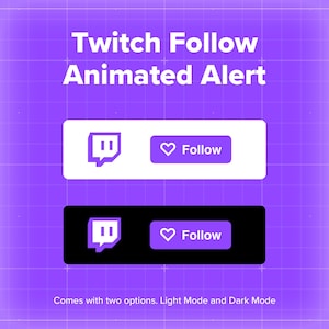 Geanimeerde twitch-volgmelding | Twitch-kanaalvolganimatie voor streamers Vtubers-makers | Sociale media: onderste derde deel | Licht- en donkermodus