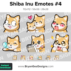 Shiba Inu Dog Derp Hug Gasm Sleep Study Notes Wow Twitch Emotes for Streaming Youtube Emotes Discord Stickers