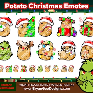 Potato Christmas Twitch Emotes for Streaming Youtube Emotes Discord Emotes Tiktok Emotes Premade Emotes P2U Pay to Use