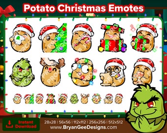 Potato Christmas Twitch Emotes for Streaming Youtube Emotes Discord Emotes Tiktok Emotes Premade Emotes P2U Pay to Use