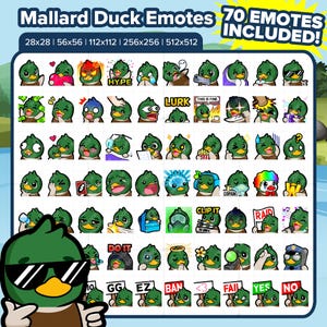 Mallard Duck Twitch Emotes MEGA Bundle for Streaming, Youtube Emotes, Discord Emotes, Kick Emotes, TikTok Emotes, Rumble Emotes, Emojis