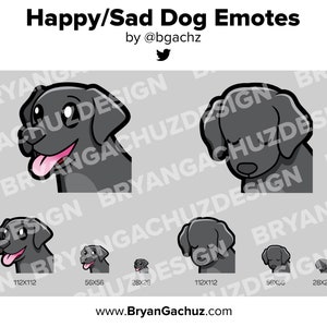 Black Happy/Sad Dog Emotes pour Twitch, Discord ou Youtube (personnalisation des couleurs disponible)