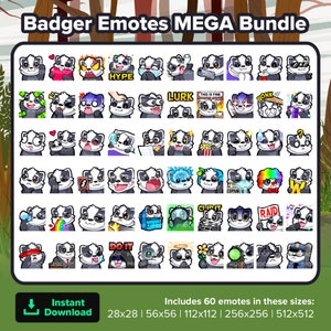 Badger Twitch Emotes MEGA Bundle for Streaming, Youtube Emotes, Discord Emotes, Kick Emotes, TikTok Emotes, Rumble Emotes