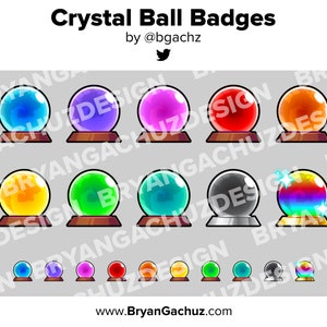 Crystal Ball Twitch Badges Bit Badges Channel Points Discord Badges Youtube Badges Subscriber Badges Facebook Badges Tiktok Badges