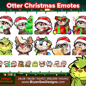 Otter Christmas Twitch Emotes for Streaming Youtube Emotes Discord Emotes Tiktok Emotes Premade Emotes P2U Pay to Use