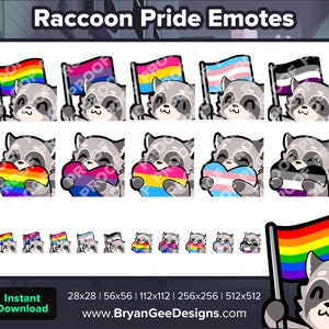 Raccoon Pride Twitch Emotes, Youtube Emotes, Discord Emotes, Kick Emotes, TikTok Emotes, Rumble Emotes for Streaming | Emojis | Trash Panda