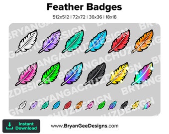 Feather Twitch Badges Bit Badges Points de chaîne Badges Discord Badges Youtube Badges d’abonné Badges Facebook Badges Tiktok Badges