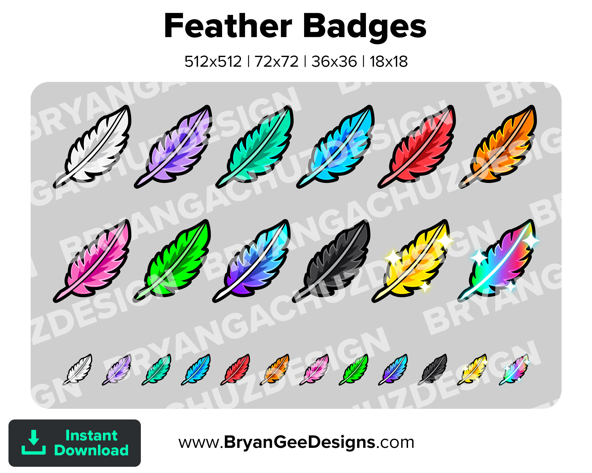 Feather Twitch Badges - Gaming Visuals