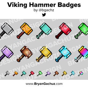 Viking Hammer Twitch Badges Bit Badges Channel Points Discord Badges Youtube Badges Subscriber Badges Facebook Badges Tiktok Badges
