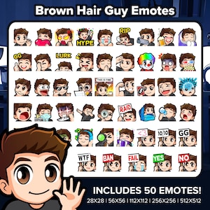 Brown Hair Guy Twitch Emotes MEGA Bundle for Streaming, Youtube Emotes, Discord Emotes, Kick Emotes, TikTok Emotes, Rumble Emotes, Emojis