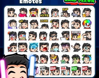 Black Hair Guy Twitch Emotes MEGA Bundle for Streaming, Youtube Emotes, Discord Emotes, Kick Emotes, TikTok Emotes, Rumble Emotes, Emojis