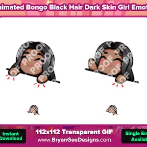 Animated Bongo Dark Skin Girl Emotes for Twitch or Discord