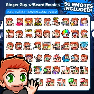 Ginger Guy with Beard Twitch Emotes MEGA Bundle for Streaming, Youtube Emotes, Discord Emotes, Kick Emotes, TikTok Emotes, Rumble Emotes