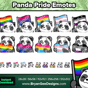 Panda Pride Twitch Emotes, Youtube Emotes, Discord Emotes, Kick Emotes, TikTok Emotes, Rumble Emotes para Streaming / Emojis / Trash Panda