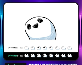 May include: Animated GIF of a white ghost bobbing its head. The ghost has black eyes and a small smile. The GIF is available in two sizes: 112x112 and 512x512 pixels. The GIF is transparent, so it can be used on any background.