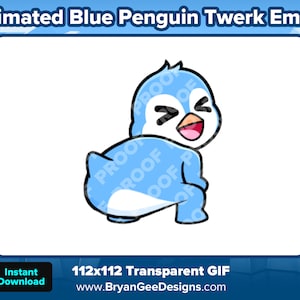 Animated Blue Penguin Twerk Emote for Twitch, Discord, Kick, Rumble for Streaming