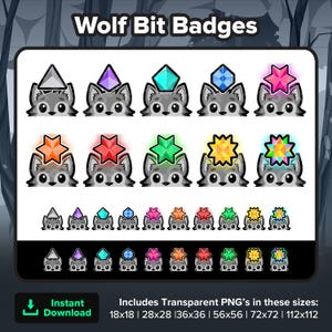 Odznaki Wolf Bits | Odznaki Twitch Bits | Bity | Uroczy wilk | Emotki wilka | Lobo