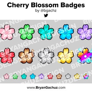 Cherry Blossom Twitch Badges Bit Badges Channel Points Discord Badges Youtube Badges Subscriber Badges Facebook Badges Tiktok Badges