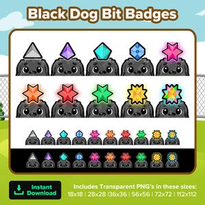 Zwarte hondenbitbadges | Twitch Bits-badges | Bitten | Zwarte labradorbit-badges | Bitbadges Golden Retriever