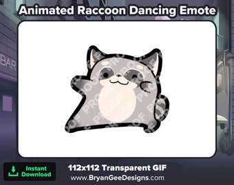 Animated Raccoon Dancing Emote for Twitch or Discord, Raccoon Dance Emote, Dancing Raccoon, Animated Emote