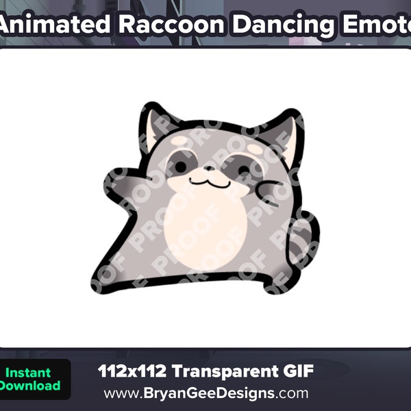 Animated Raccoon Dancing Emote for Twitch or Discord, Raccoon Dance Emote, Dancing Raccoon, Animated Emote