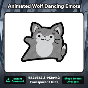 Animated Wolf Dancing Emote for Twitch or Discord, Wolf Dance Emote, Dancing Wolf , Animated Emote