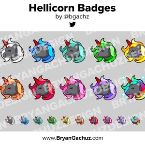 Hellicorn Twitch Badges Bit Badges Channel Points Discord Badges Youtube Badges Subscriber Badges Facebook Badges TikTok Badges