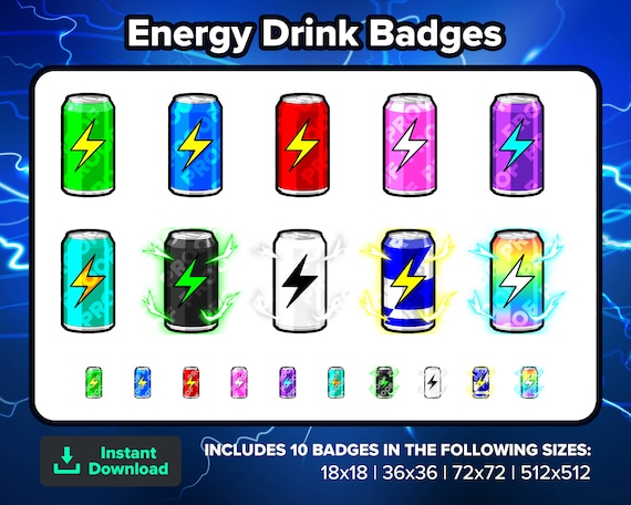 Energy Drink Twitch Badges Bit Badges Channel Points Discord Badges Youtube Badges Subscriber Badges Facebook Badges Tiktok Badges
