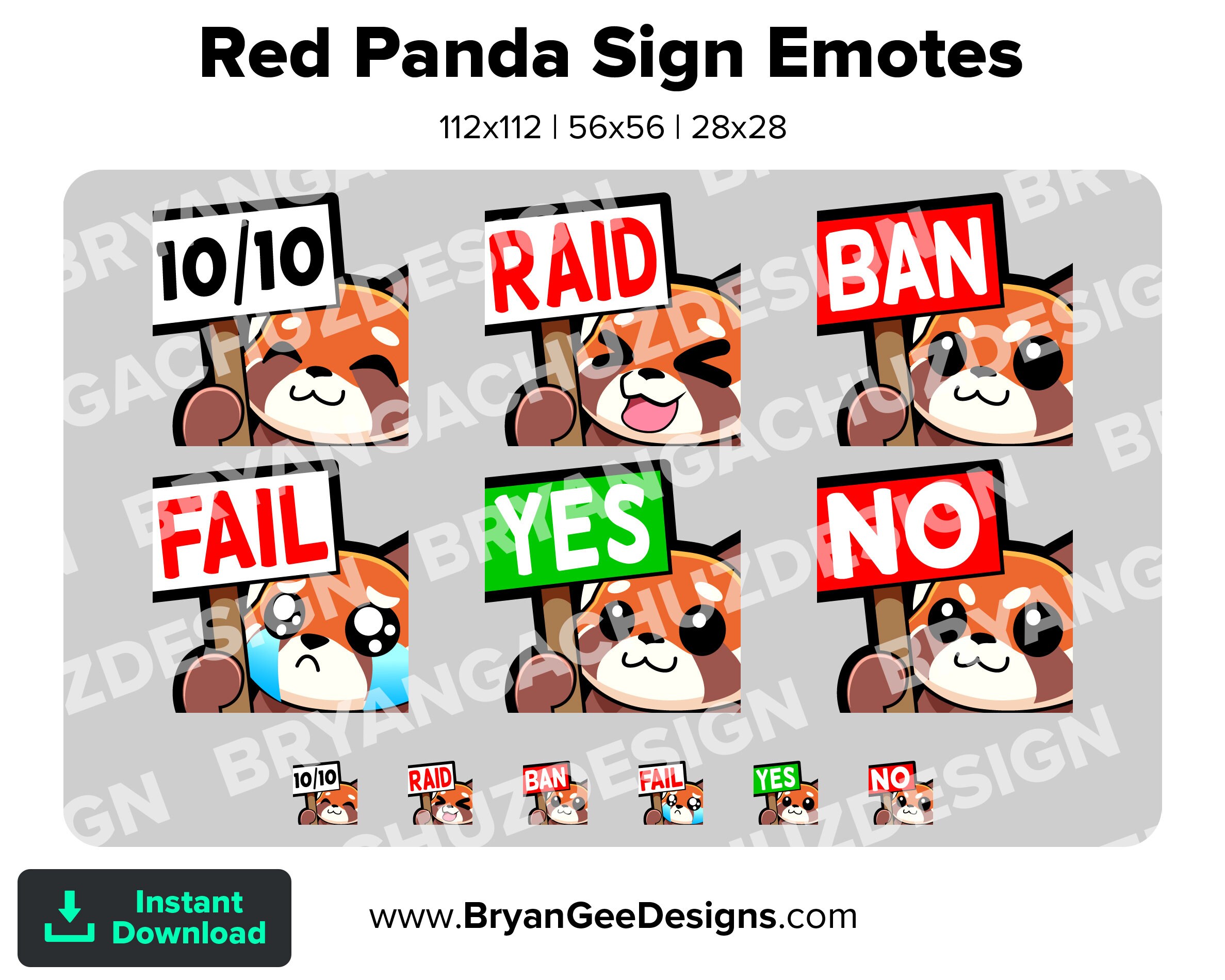 Cute Chibi Kawaii Red Panda 10 10 Raid Ban Fail Yes And No Etsy