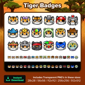 Tiger Twitch Badges Bit Badges Channel Points Discord Badges Youtube Badges Subscriber Badges Facebook Badges TikTok Badges