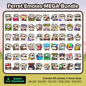 Ferret Weasel Twitch Emotes MEGA Bundle for Streaming, Youtube Emotes, Discord Emotes, Kick Emotes, TikTok Emotes, Rumble Emotes, Emojis