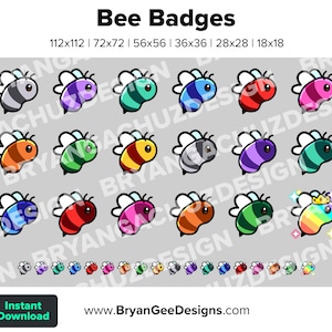 Bee Twitch Badges Bit Badges Channel Points Discord Badges Youtube Badges Subscriber Badges Facebook Badges Tiktok Badges