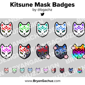 Kitsune Mask Twitch Badges Bit Badges Channel Points Discord Badges Youtube Badges Subscriber Badges Facebook Badges Tiktok Badges