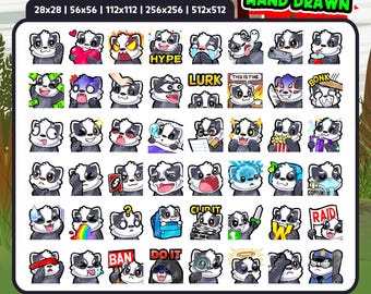 Pacchetto di 48 emoticon tasso per Twitch, Discord e YouTube / Simpatiche emoticon tasso per streamer / Download digitale / Tasso Kawaii