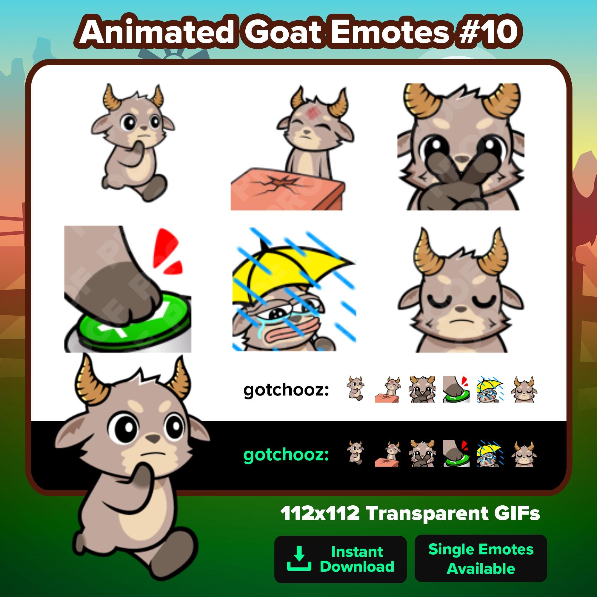 Nopers Animated Goat Emotes Pack #10 | Run, Head Slam, I See You, Mod Button ...