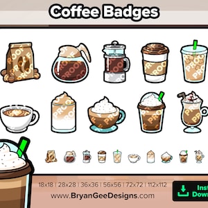 Coffee Twitch Badges Bit Badges Channel Points Discord Badges Youtube Badges Subscriber Badges Facebook Badges Tiktok Badges