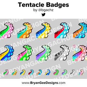 Tentacle Twitch Badges Bit Badges Canal Points Discord Badges Youtube Badges Subscriber Badges Facebook Badges TikTok Badges