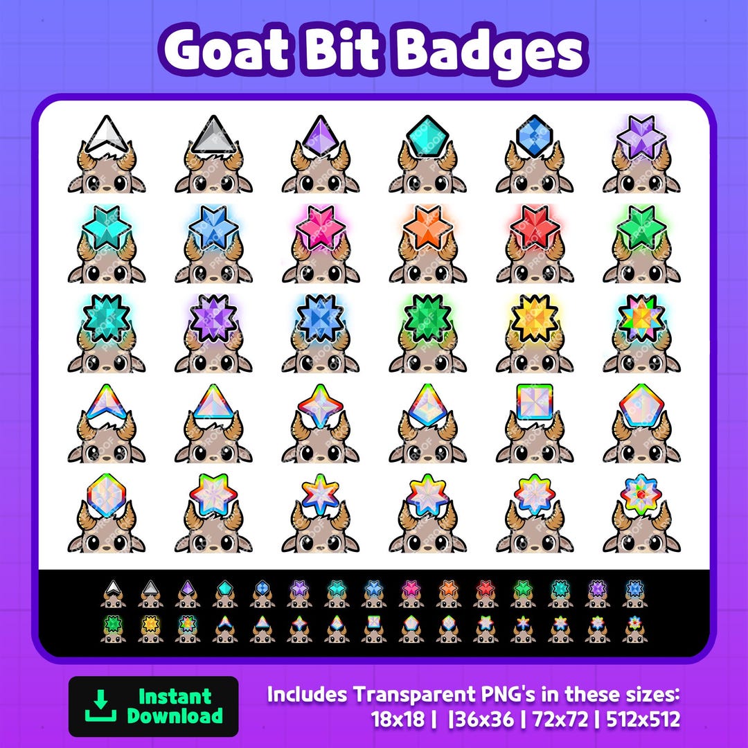 Goat Bit Badges | Twitch Bits Badges | Bits | Cute Goats | Goat Badges ...