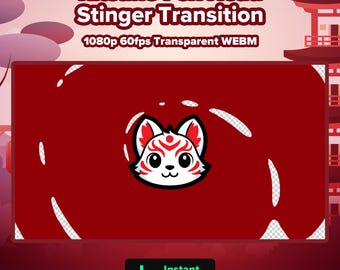 Kitsune Fox Stinger Transition | Animated Twitch Scene Transition | Animated Stinger | Japanese Fox Scene Transition