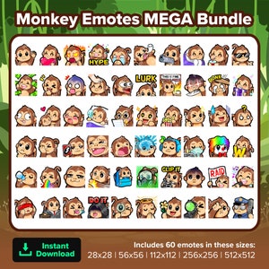 Monkey Twitch Emotes MEGA Bundle for Streaming, Youtube Emotes, Discord Emotes, Kick Emotes, TikTok Emotes, Rumble Emotes
