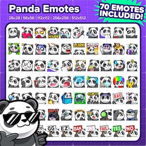Panda Bear Twitch Emotes MEGA Bundle for Streaming, Youtube Emotes, Discord Emotes, Kick Emotes, TikTok Emotes, Rumble Emotes